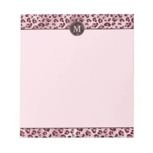 Pink Leopard Animal Print With Faux Foil Monogram Notepad