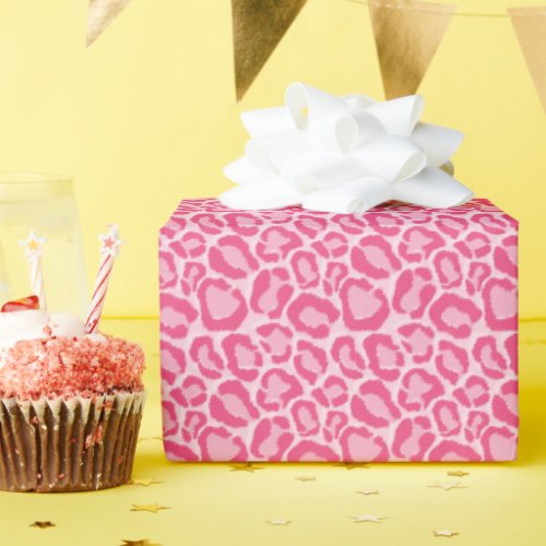 Pink Leopard Animal Print Wrapping Paper