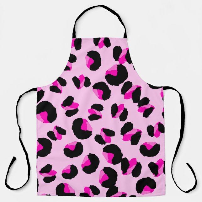 Pink leopard. Animal skin pattern. Leopard. Panthe Apron (Front)