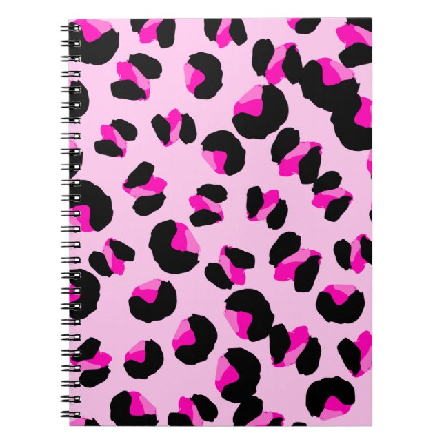 Pink leopard. Animal skin pattern. Leopard. Panthe Notebook (Front)