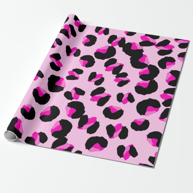 Pink leopard. Animal skin pattern. Leopard. Panthe Wrapping Paper (Unrolled)