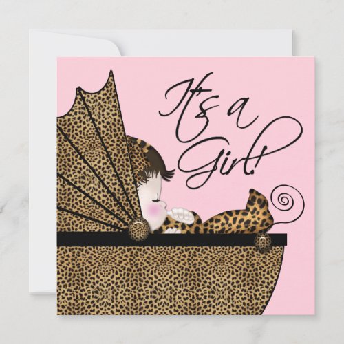 Baby Girl Pink Leopard Baby Shower Invitation
