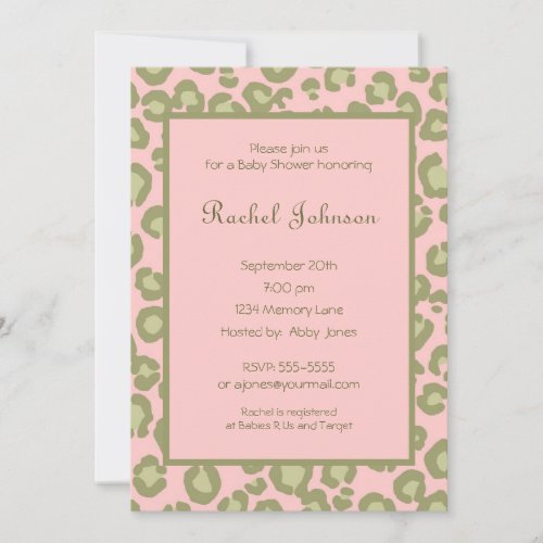 Pink Leopard Baby Shower Invitation
