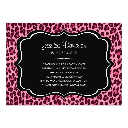 Pink Leopard Baby Shower Invitation | Zazzle