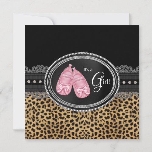 Pink Leopard Baby Shower Personalized Invite
