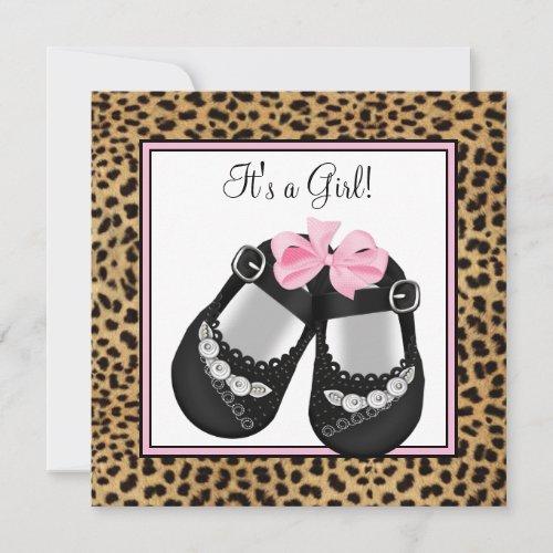 Pink Leopard Baby Shower Invitation