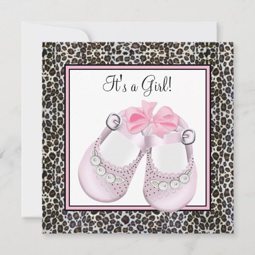 Pink Leopard Baby Shower Invitations Invite