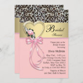 Pink Leopard Black Gold Leopard Bridal Shower Invitation (Front/Back)