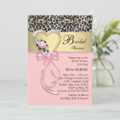 Pink Leopard Black Gold Leopard Bridal Shower Invitation (Standing Front)