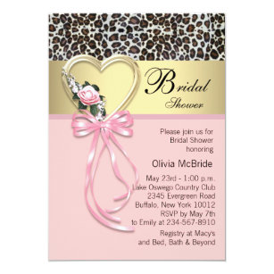 Leopard Bridal Shower Invitations Zazzle Pink Leopard Black Gold Bridal Shower Invitation