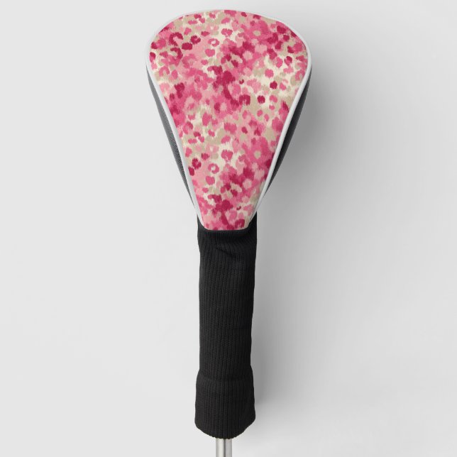 Pink Leopard Brush Stroke Seamless Pattern Golf Head Cover (Front)