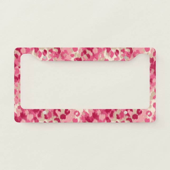 Pink Leopard Brush Stroke Seamless Pattern License Plate Frame (Front)
