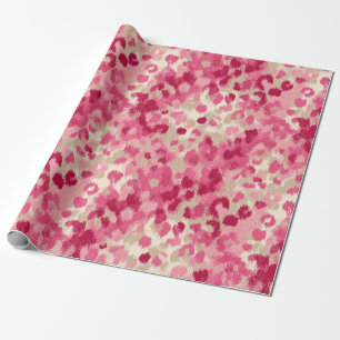 Pink Leopard Brush Stroke Seamless Pattern Wrapping Paper