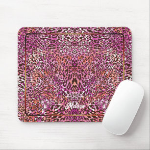 Pink Leopard Camo Style Customized Name Mouse Pad