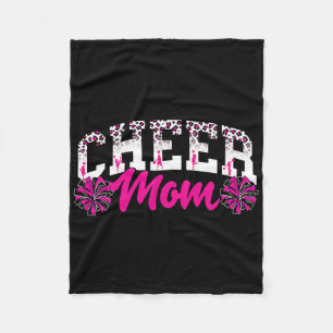 Pink Leopard Cheer Mom Cheerleader Mama Cheerleadi Fleece Blanket