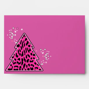 Pink Leopard Cheetah Christmas Tree Envelope