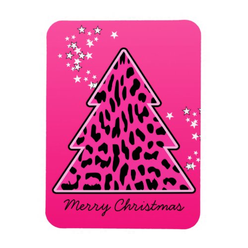 Pink Leopard Cheetah Christmas Tree Magnet