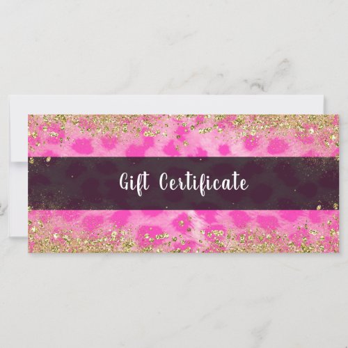 Pink Leopard Cheetah Gold Glitter Gift Certificate