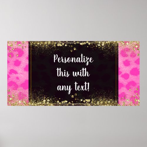 Pink Leopard Cheetah Print Gold Glitter Banner