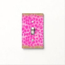Pink Leopard Cheetah Print Gold Glitter Modern Light Switch Cover