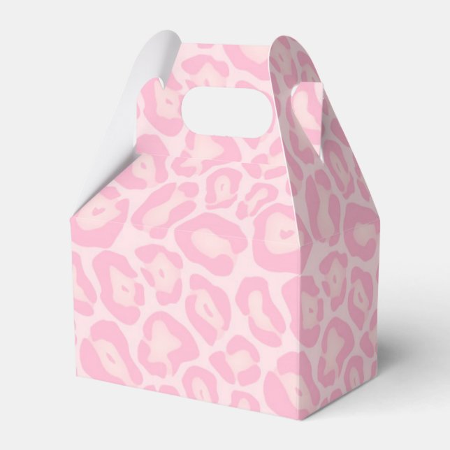 Pink Leopard Cheetah Print Safari Favor Boxes (Front Side)