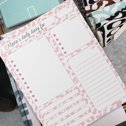 Pink Leopard Daily Planner Notes and To Do List