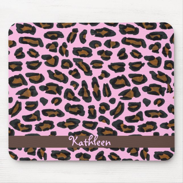 Pink Leopard Fur Girly Mousepad (Front)