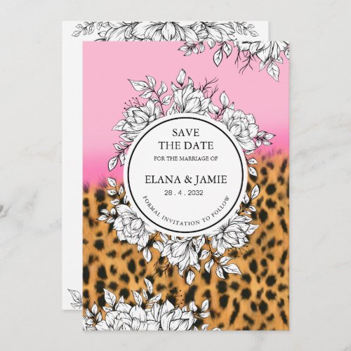 PINK LEOPARD FUR  Save the Date Invitation