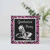 Pink Leopard Girls Graduation Party Invitation (Standing Front)