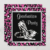 Pink Leopard Girls Graduation Party Invitation (Front/Back)