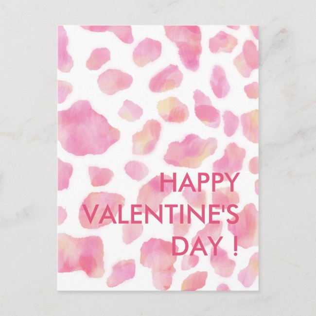 PINK LEOPARD - Happy Valentine's Day Postcard
