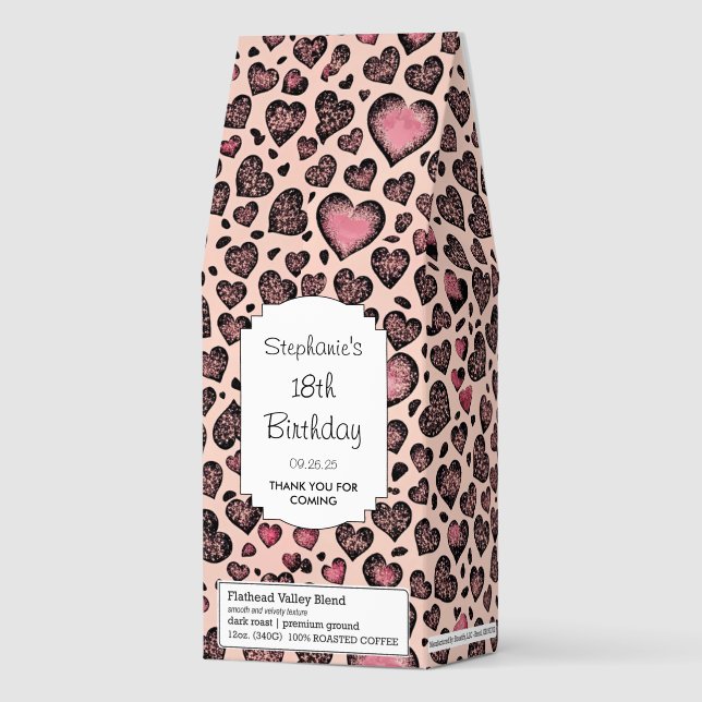 Pink Leopard Heart Pattern on Blush Roasted Coffee (Front)