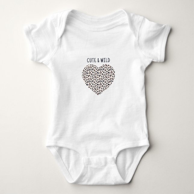 Pink Leopard heart shape, custom name  Baby Bodysuit (Front)