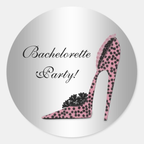Pink Leopard High Heel Shoe Party Sticker