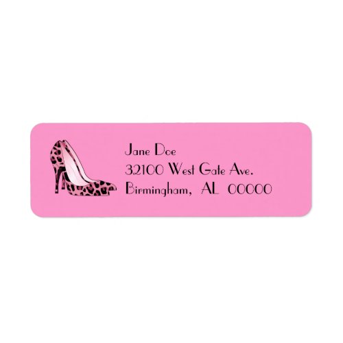 Pink Leopard High Heels Custom Address Labels