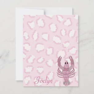 Pink Leopard Lobster Roses Note Card