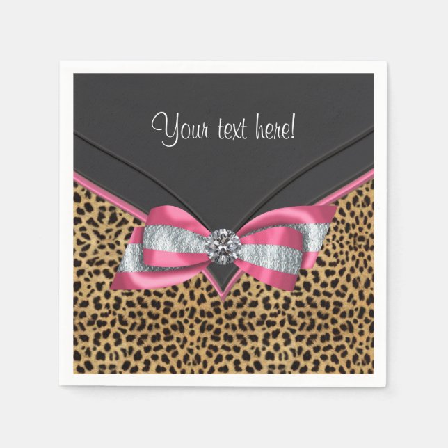 Pink Leopard Paper Napkins (Front)