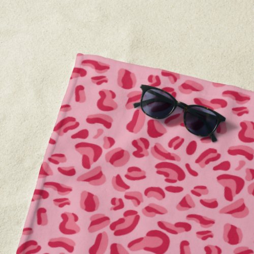 Pink Leopard Pattern Beach Towel