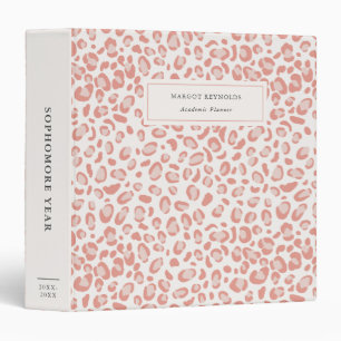 Pink Leopard Pattern College Academic Planner 3 Ring Binder