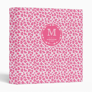 Pink Leopard Pattern - Cute Personalized 3 Ring Binder