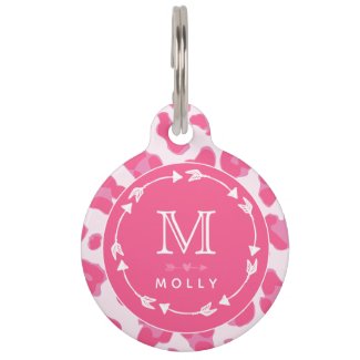 Pink Leopard Pattern - Cute Personalized Pet ID Tag
