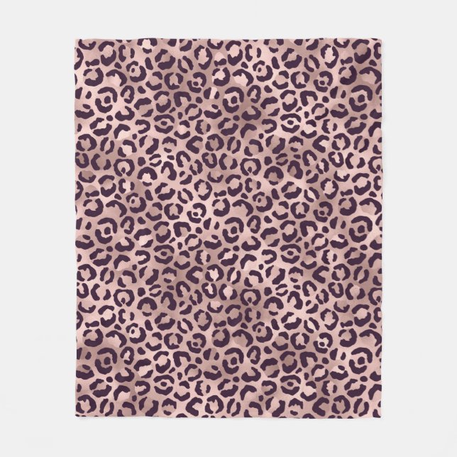 Pink Leopard Pattern Fleece Blanket (Front)