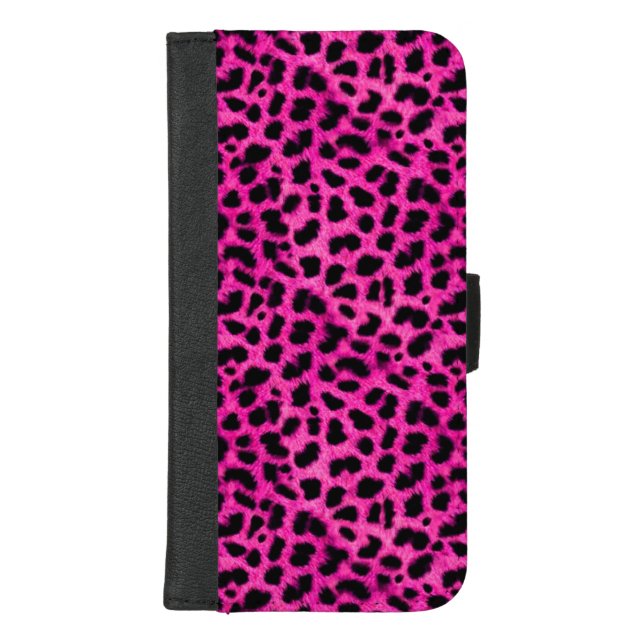 Pink Leopard Pattern iPhone Wallet Case (Front)