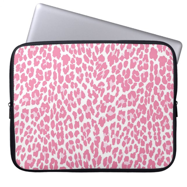 Pink Leopard Pattern Laptop Sleeve (Front)