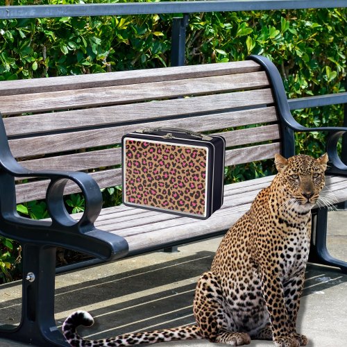 Pink Leopard Pattern  Metal Lunch Box