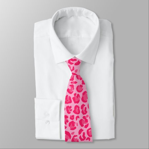 Pink Leopard Pattern Neck Tie