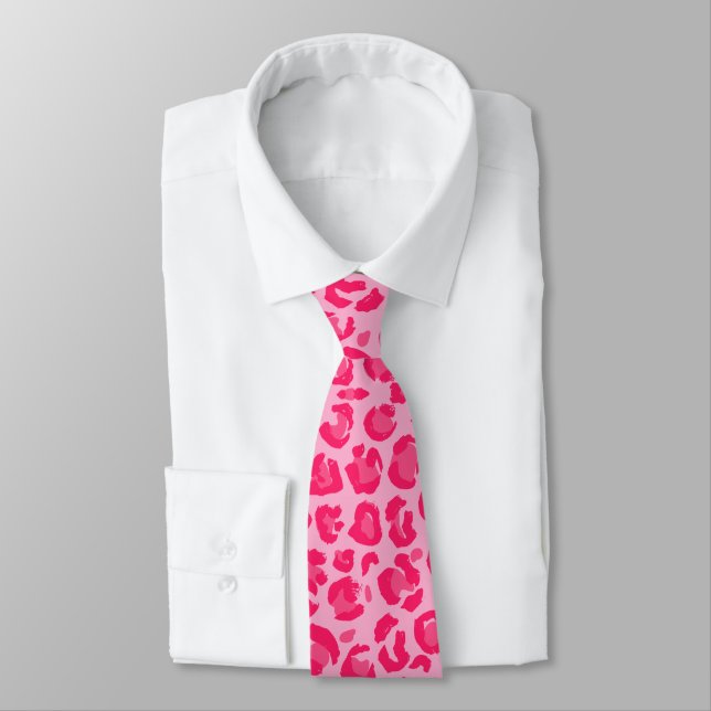 Pink Leopard Pattern Neck Tie (Tied)
