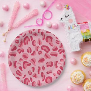 Pink Leopard Pattern Paper Plates