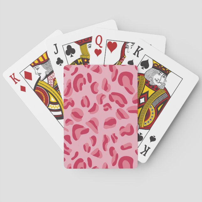 Pink Leopard Pattern Poker Cards (Back)