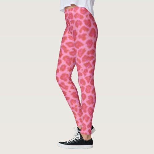 Pink Leopard Pattern Print Leggings